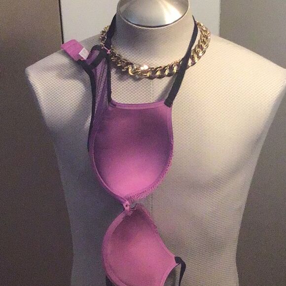 34C Cosmopolitan Fun Fearless Feather Light Purple/Pink Convertible Push Up Bra - Picture 11 of 14